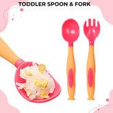 Baby Spoon and fork Set for Baby Feeding (Orange)